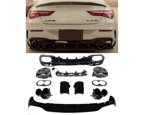 MERCEDES CLA W118 AMG45 DIFFUSER ME ΜΑΥΡΕΣ ΕΞΑΤΜΙΣΕΙΣ