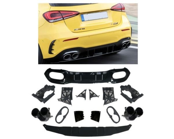 MERCEDES A CLASS W177 DIFFUSER AMG45 ΜΕ ΜΑΥΡΕΣ ΕΞΑΤΜΙΣΕΙΣ