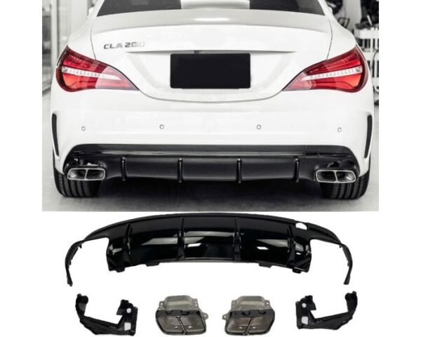 MERCEDES CLA W117 DIFFUSER AMG45 ΜΕ ΜΑΥΡΕΣ ΕΞΑΤΜΙΣΕΙΣ